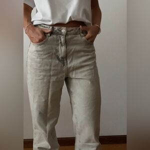 Zara Cream Flare & Wide Leg Jeans